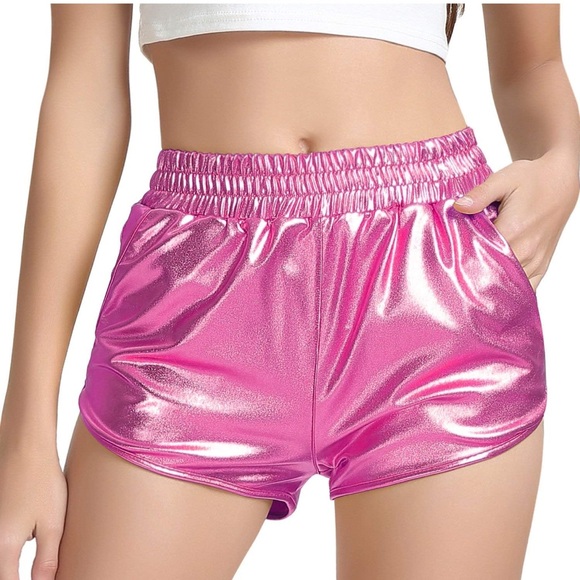 Amazon Women's Pink Metallic Shorts - Picture 5 of 5